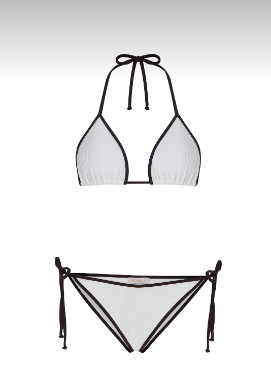 Biye detaylı beyaz bikini takımı