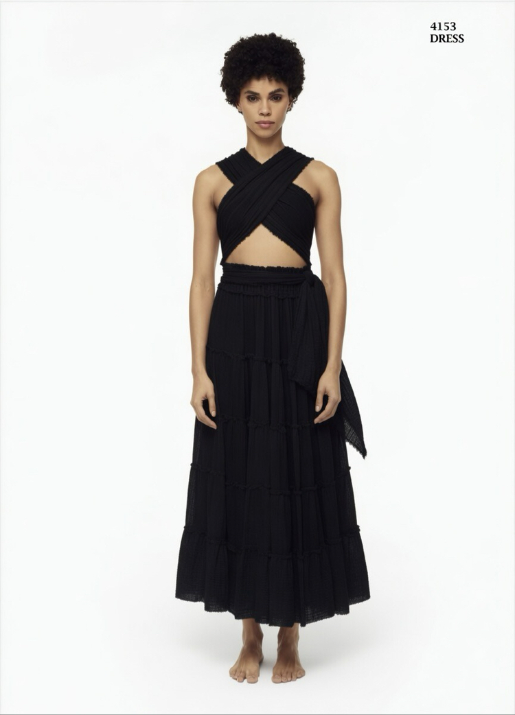 Siyah maxi elbise 4153