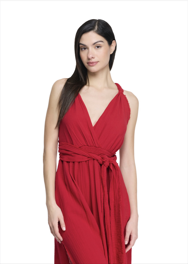 Kırmızı müslin elbise 4285