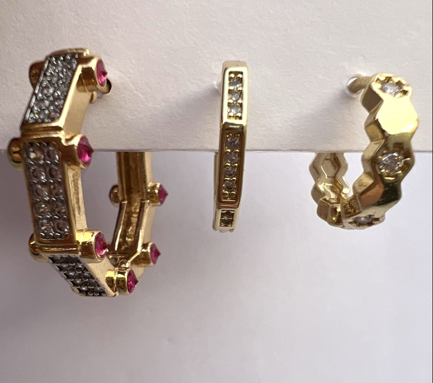 Üçlü set ruby küpe