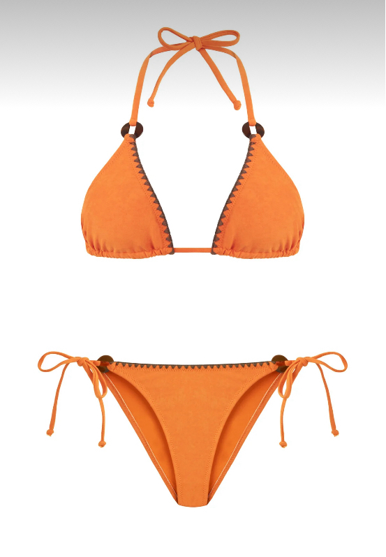 Süet dokulu turuncu bikini takımı