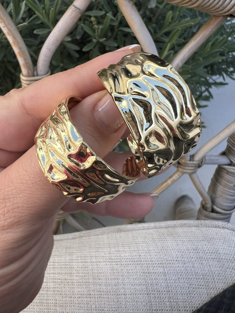 Gold kalın halka büyük küpe