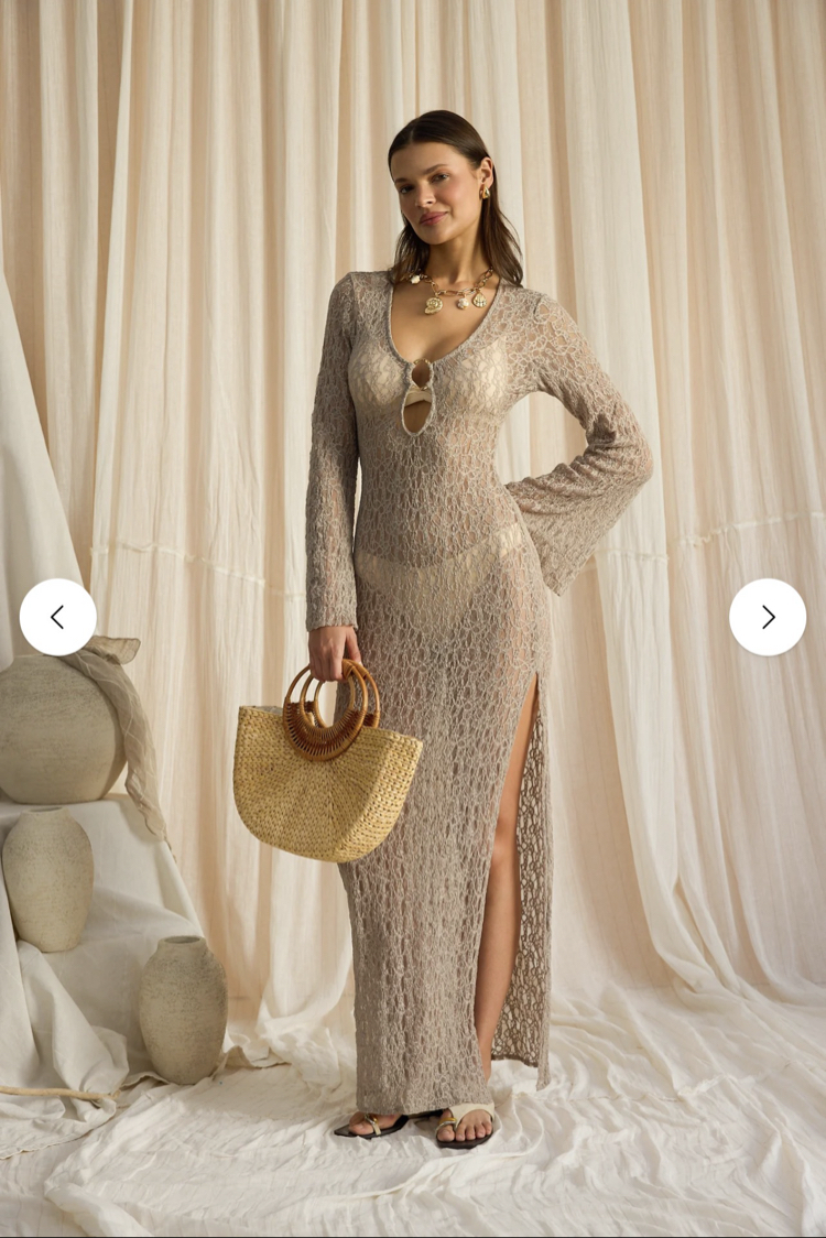 Caroline dantelli plaj elbisesi vizon