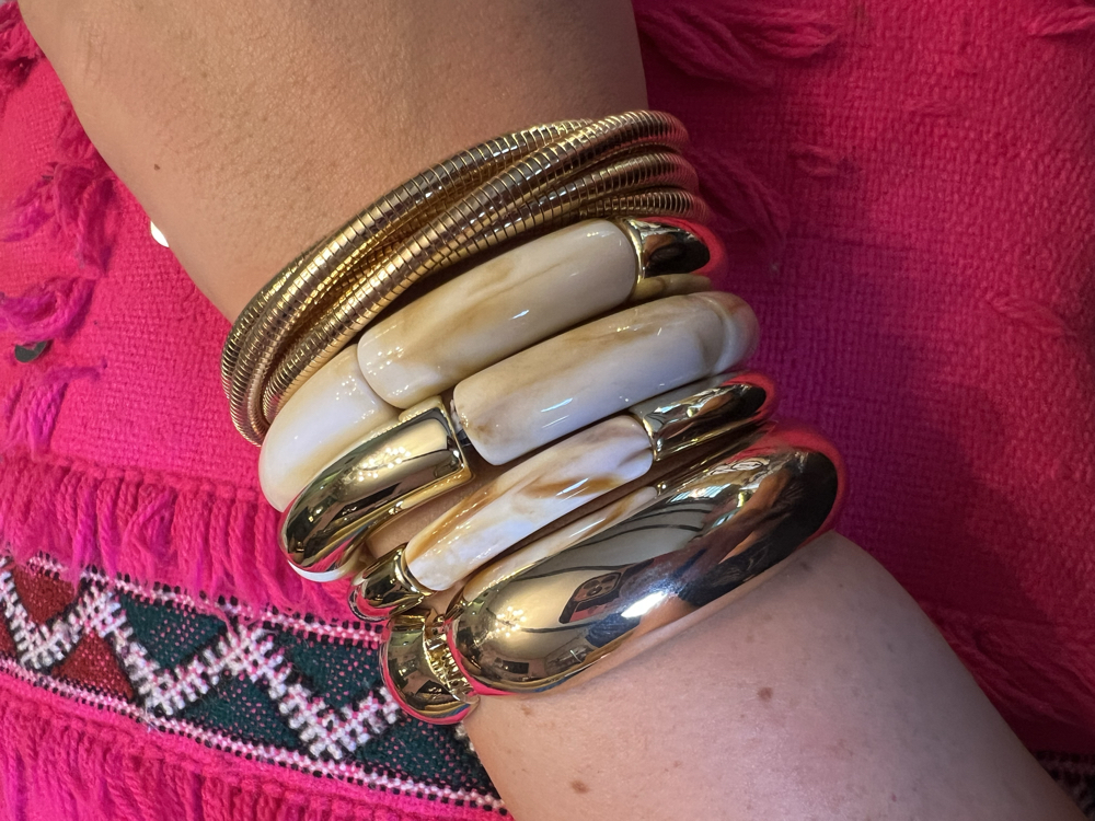 Üçlü ekru-gold bilezik set
