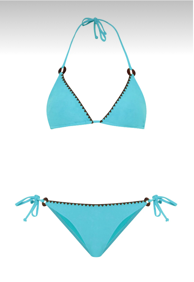 Süet dokulu turkuaz bikini takımı