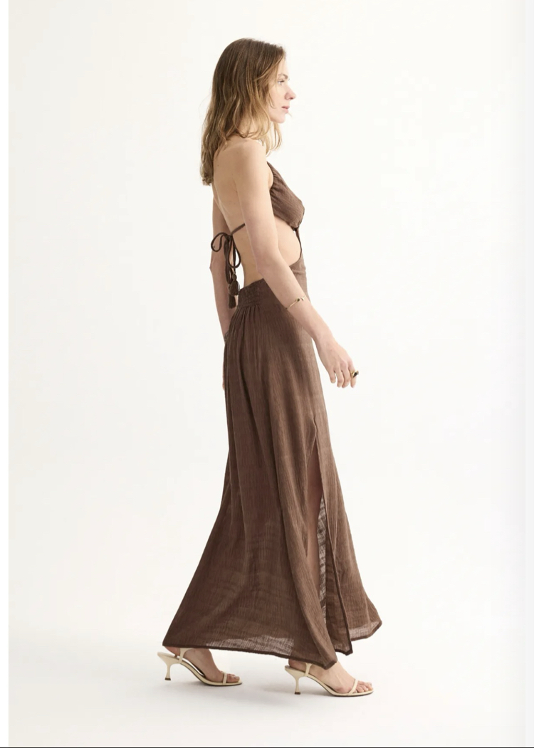 Arani mocha rayon maxi elbise