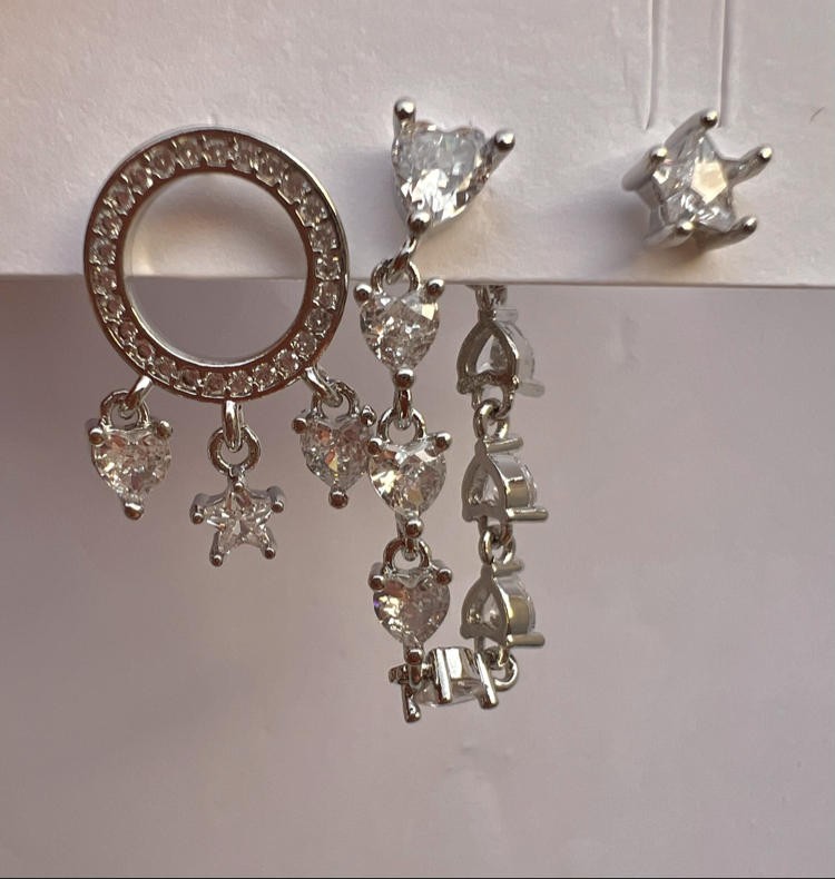 Üçlü set sparkly küpe