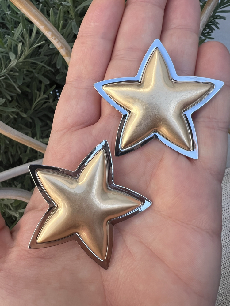 Mat gold star küpe