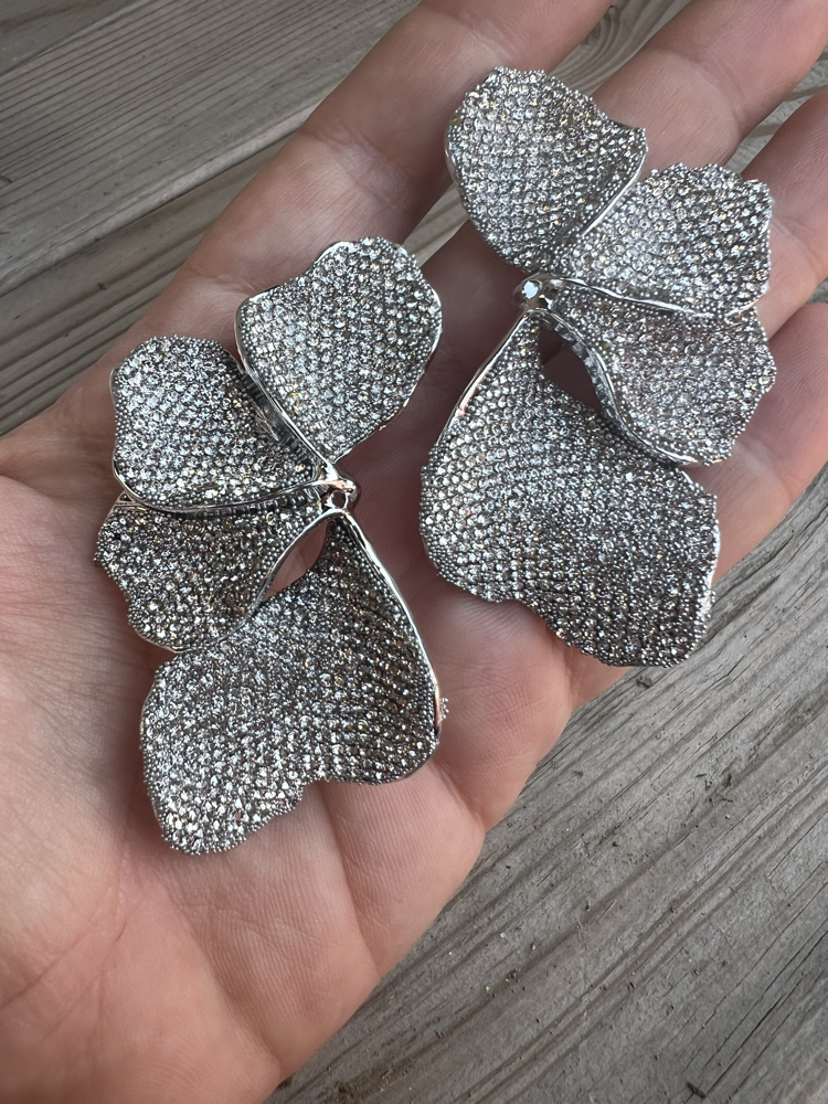 Silver floral büyük küpe