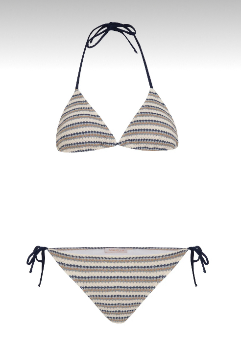 Triko desenli üçgen bikini takımı