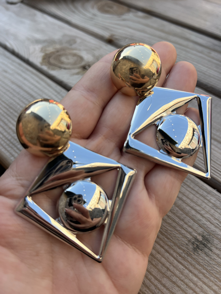 Gold silver extravagant küpe