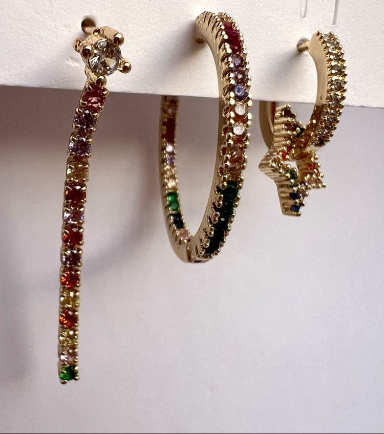 Üçlü set rainbow küpe
