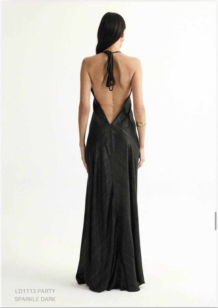 Party siyah maxi elbise pırıltılı ld1113