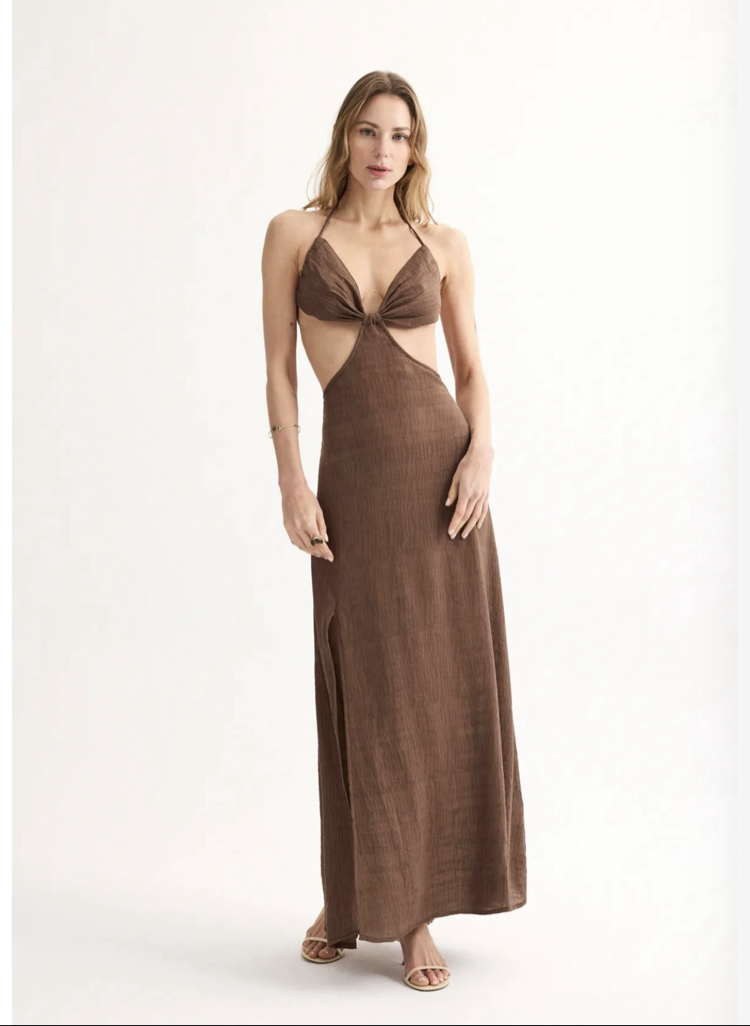 Arani mocha rayon maxi elbise