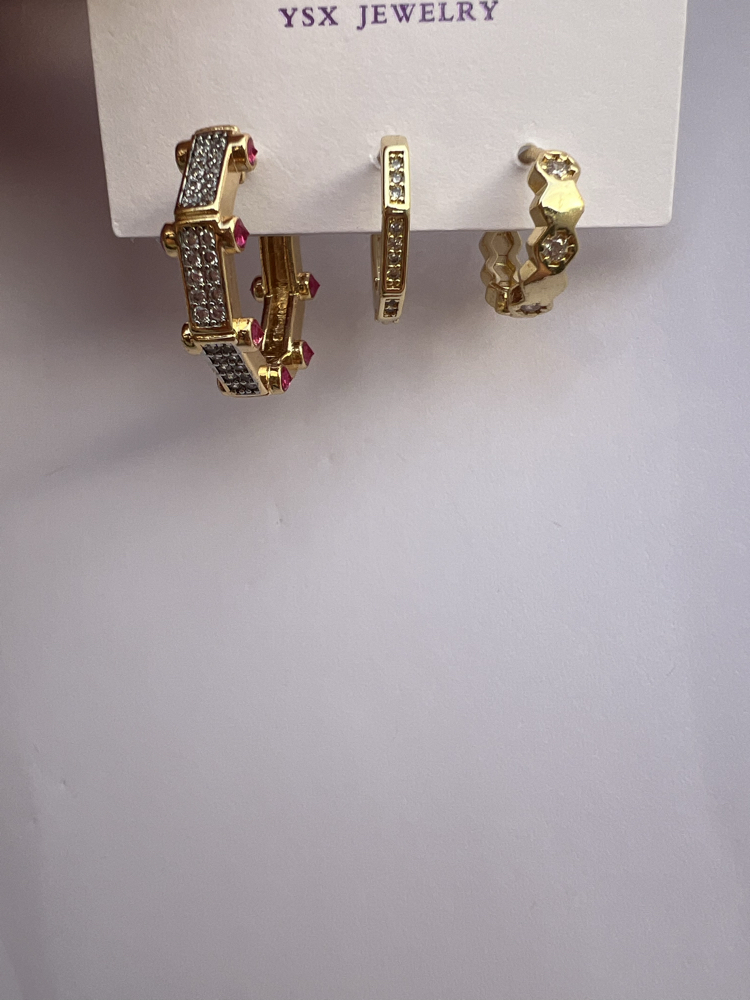 Üçlü set ruby küpe