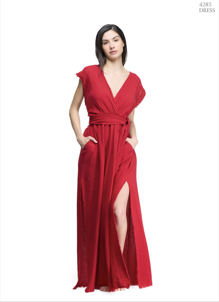 Kırmızı müslin elbise 4285