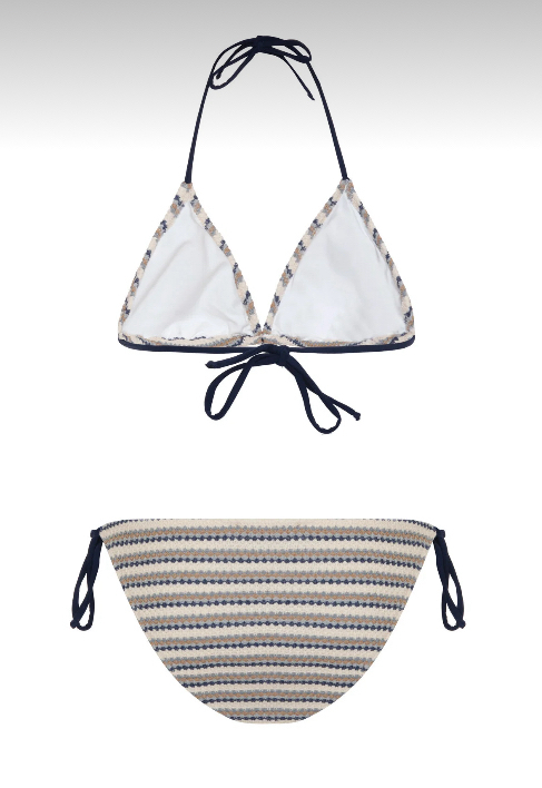 Triko desenli üçgen bikini takımı