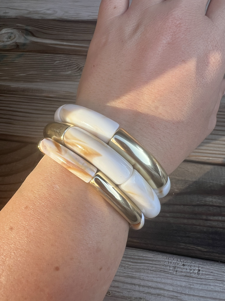 Üçlü ekru-gold bilezik set