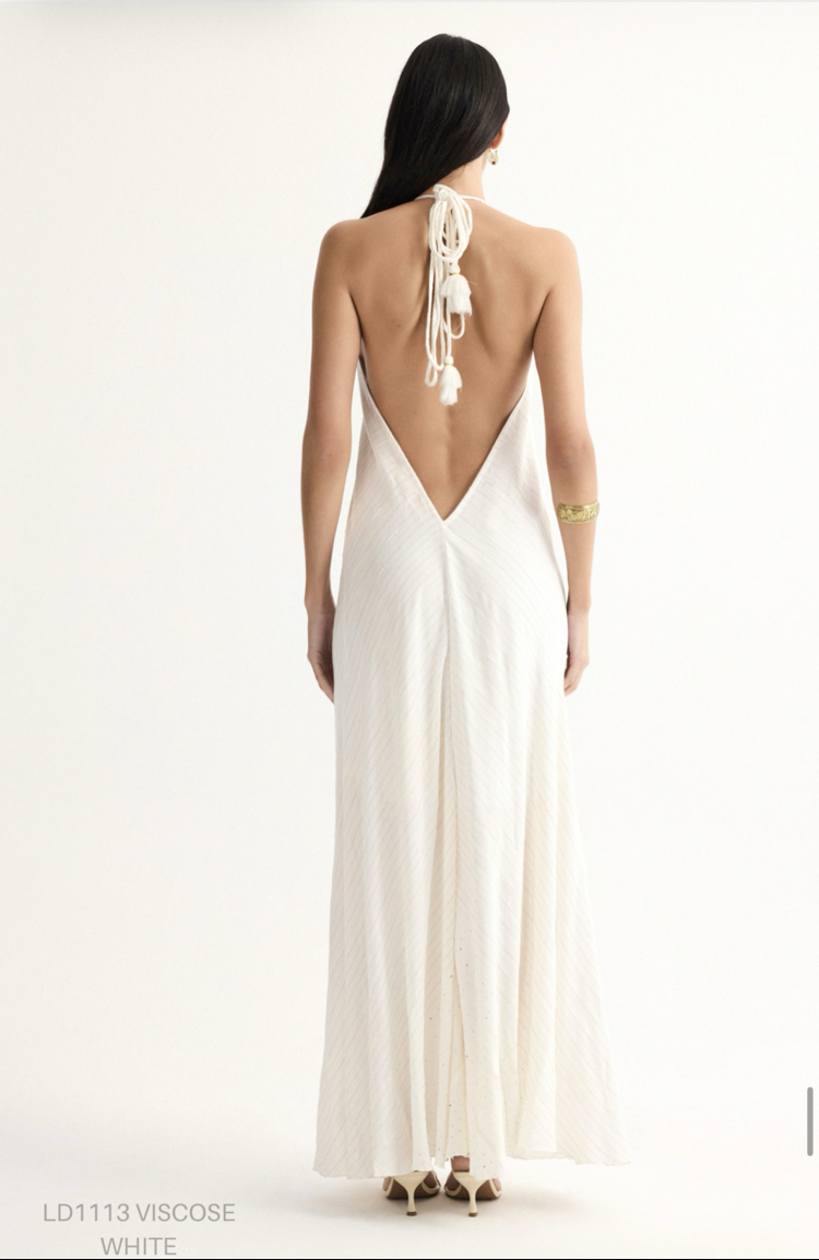 Viscose beyaz LD1113 maxi elbise