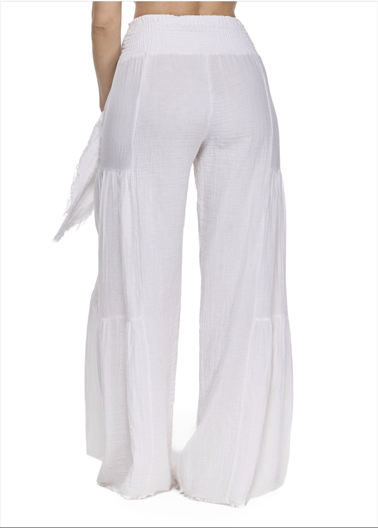 Müslin pantolon crop takım beyaz 6236-5245