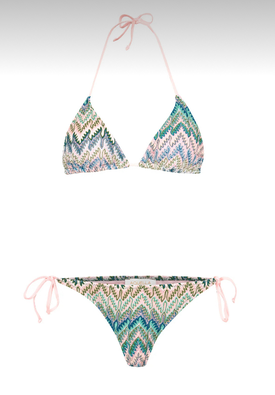 Triko desenli üçgen bikini takımı