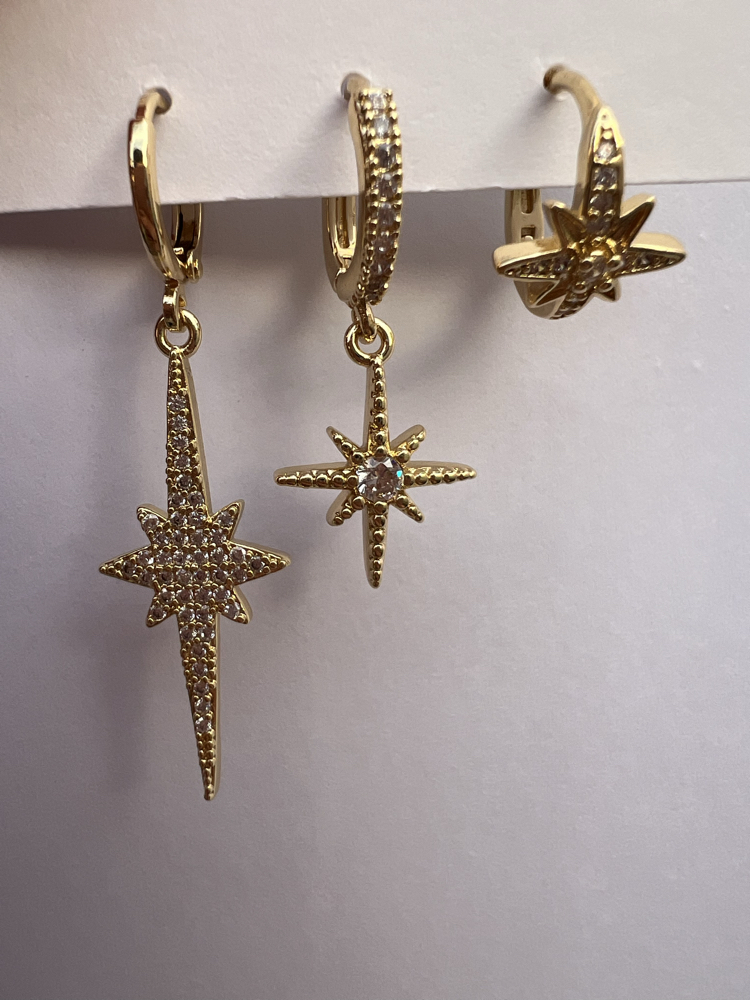 Üçlü set galaxz gold küpe