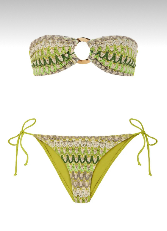 Straplez triko yeşil bikini takımı