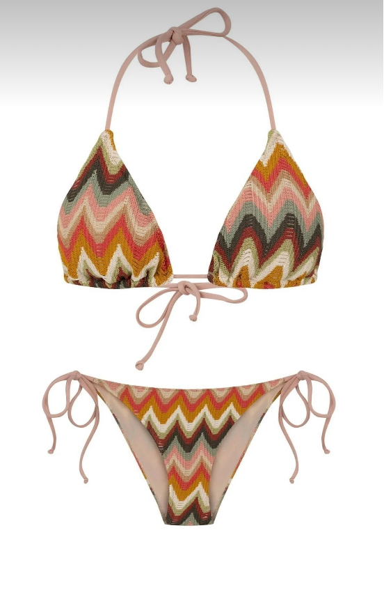 Triko zigzaglı bikini takımı