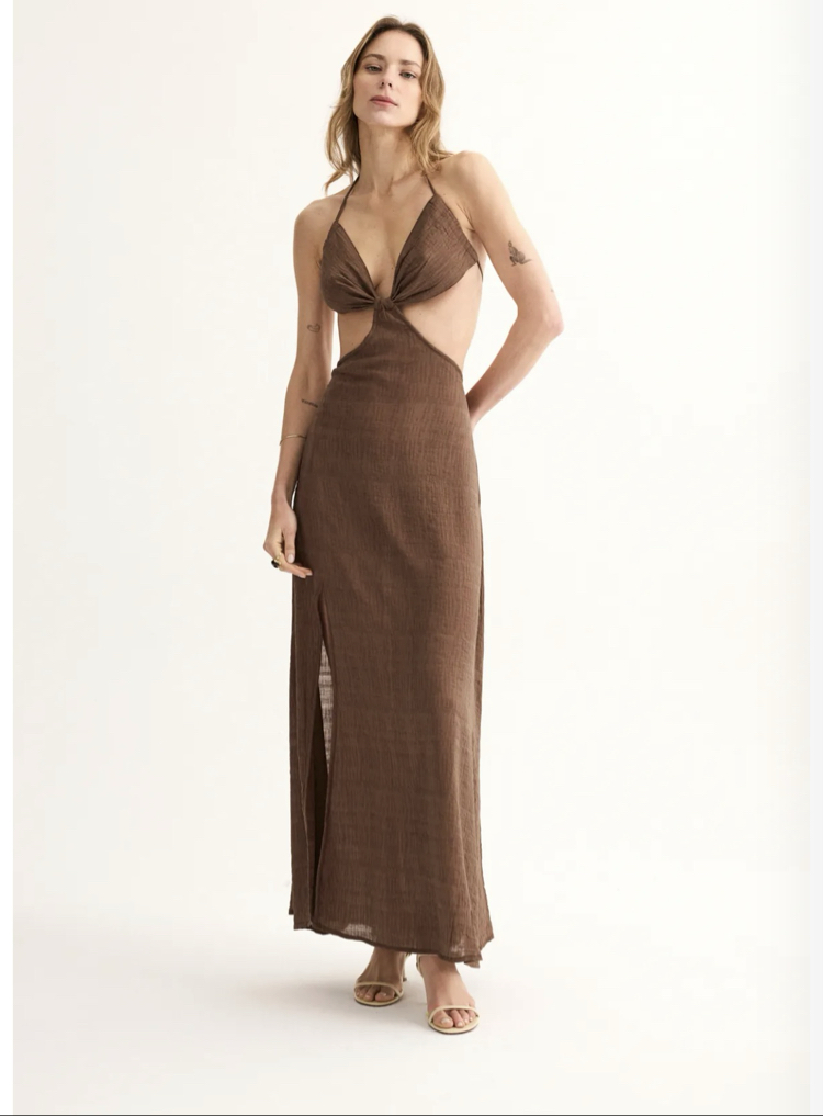 Arani mocha rayon maxi elbise