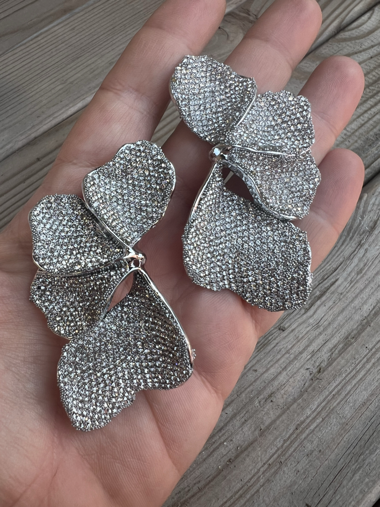 Silver floral büyük küpe