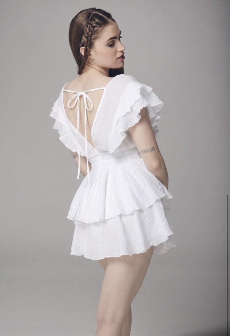 Mandy short etekli elbise beyaz 3531