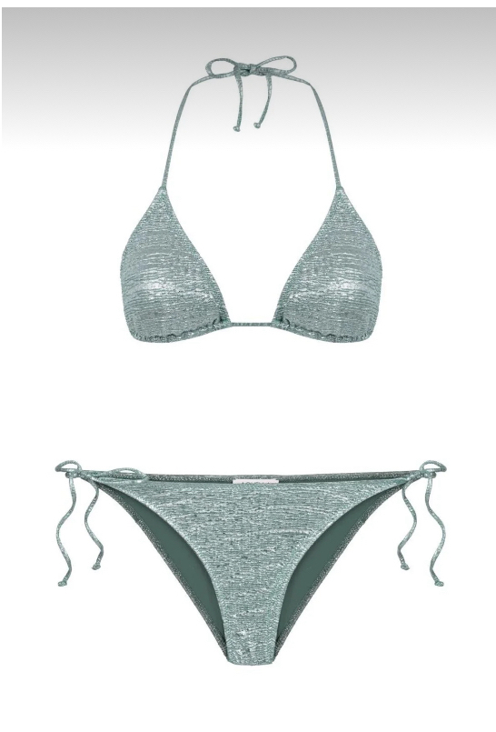Parlak yeşil üçgen bikini takımı