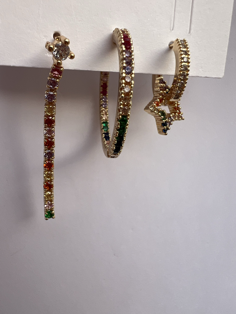 Üçlü set rainbow küpe