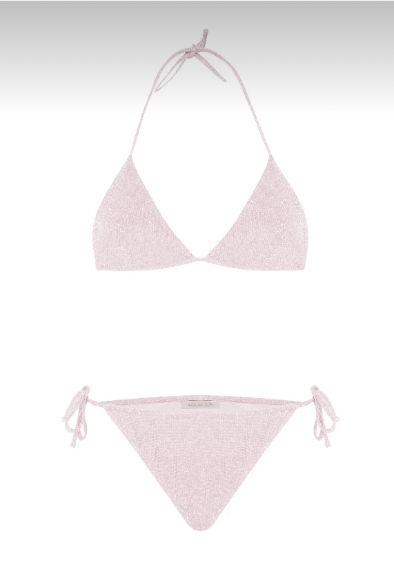 Lurex pudra rengi bikini takımı