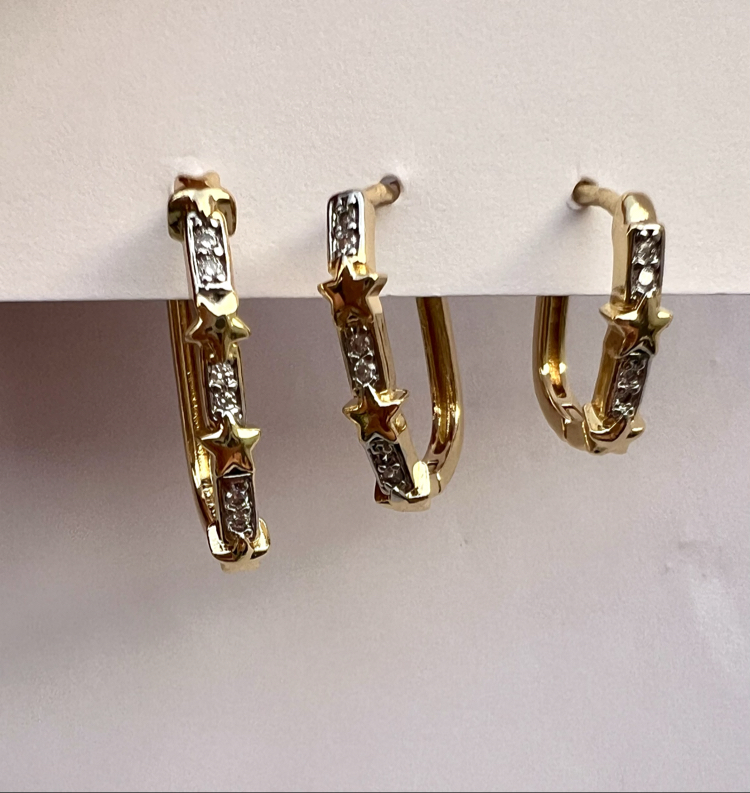 Üçlü set stars küpe