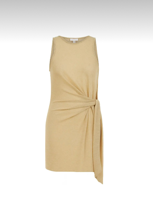Bağlamalı lurex gold kısa elbise