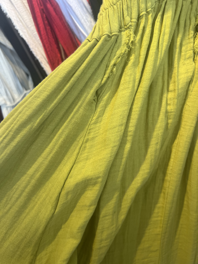 Müslin maxi elbise golden olive 3530
