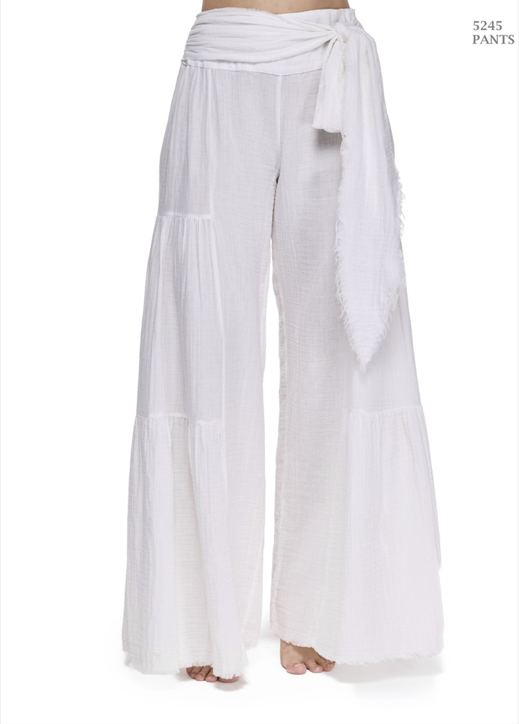 Müslin pantolon crop takım beyaz 6236-5245