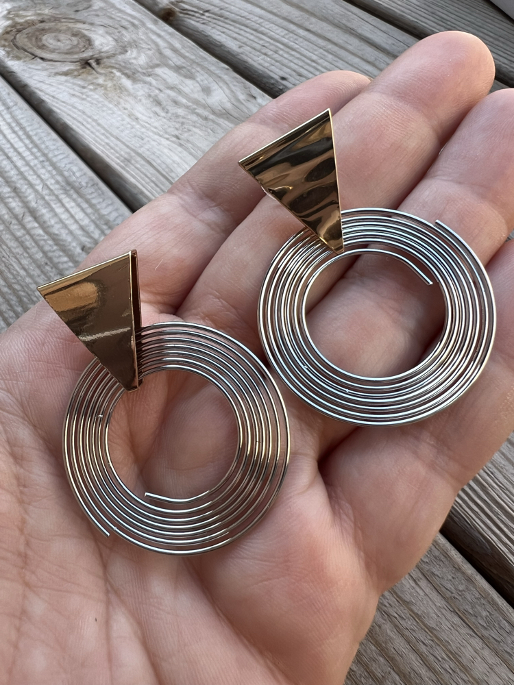 Spiral çift renkli küpe