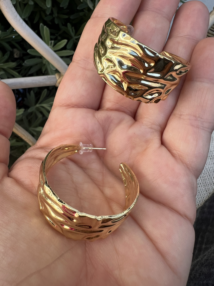 Gold kalın halka büyük küpe