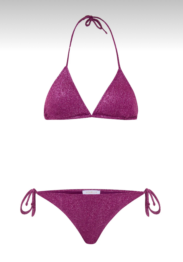 Lurex mürdüm rengi bikini takımı