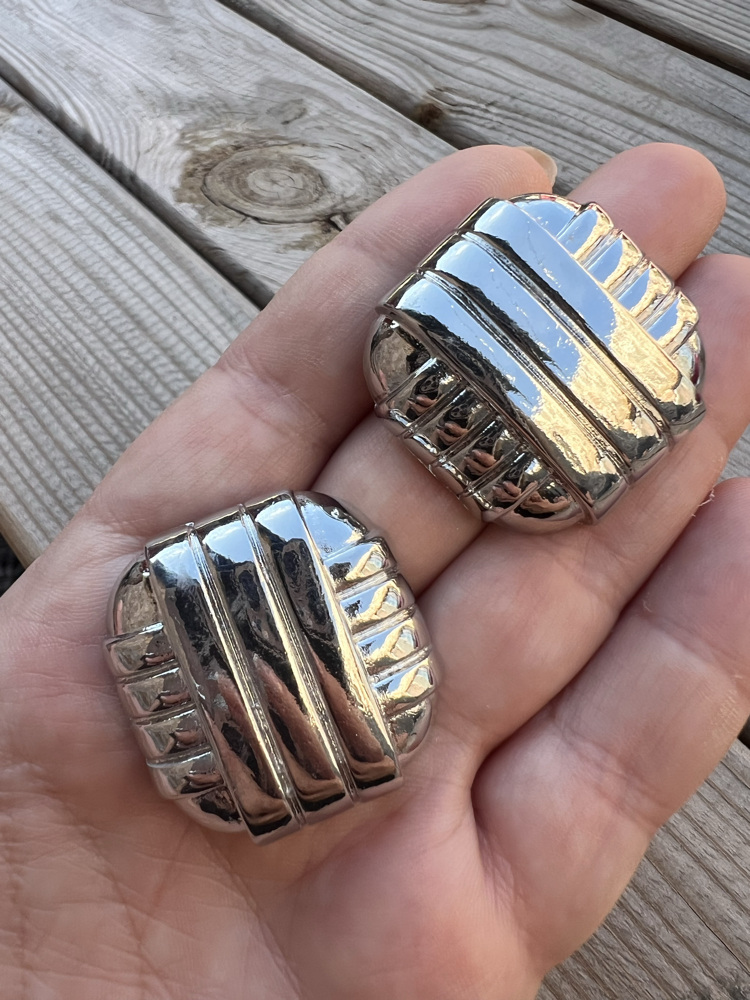 Silver square küpe