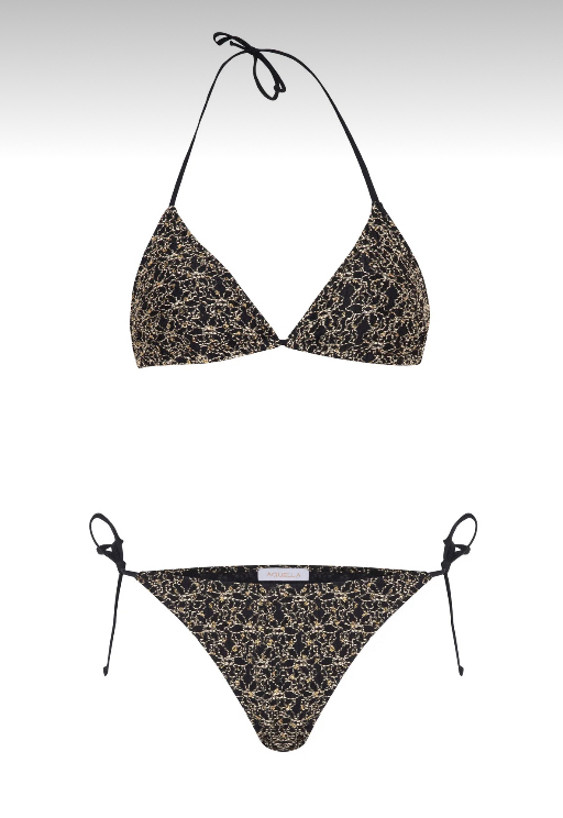 Gold işleme örme bikini takımı