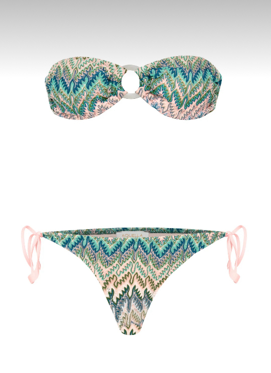Tokalı triko straplez bikini takımı