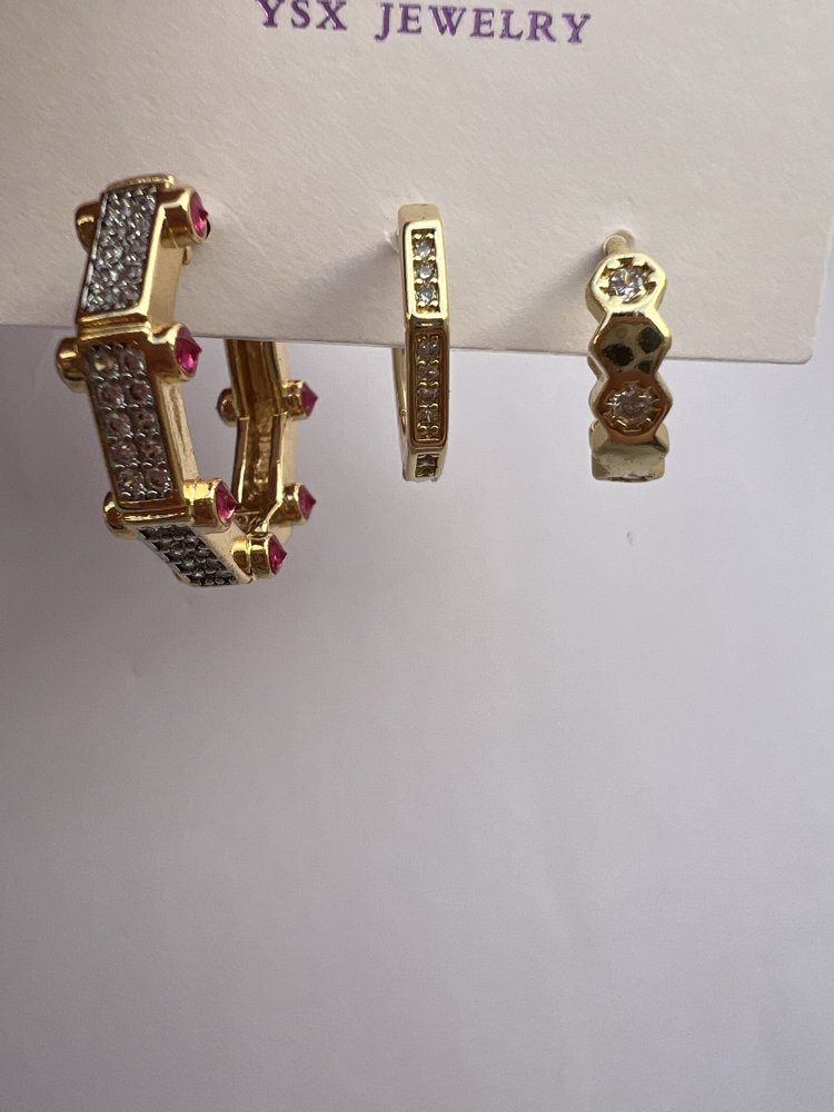 Üçlü set ruby küpe