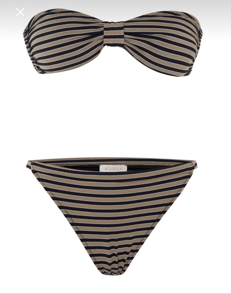 Çizgili straplez bikini