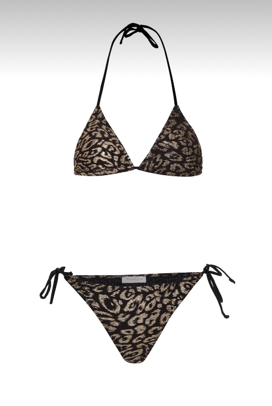 Gold leopar desenli bikini takımı