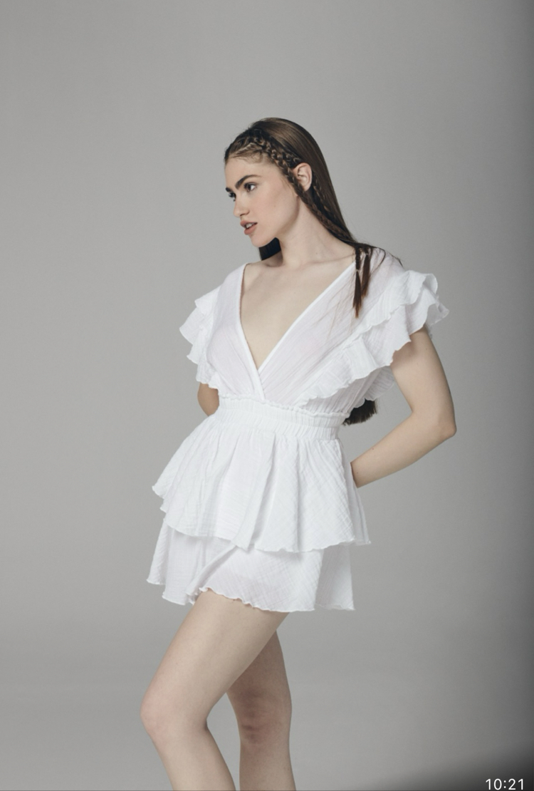 Mandy short etekli elbise beyaz 3531