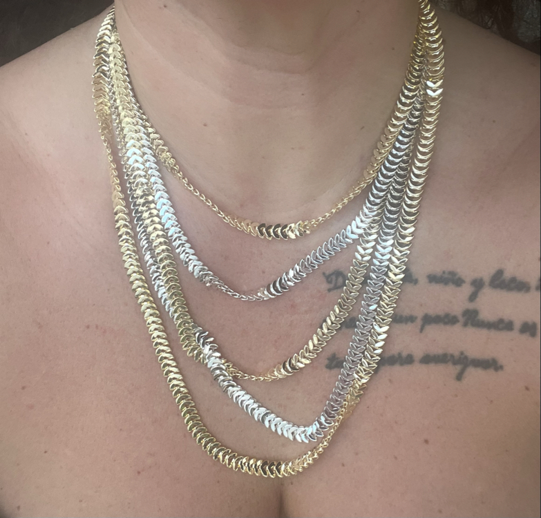 Gold silver mix çoklu kolye