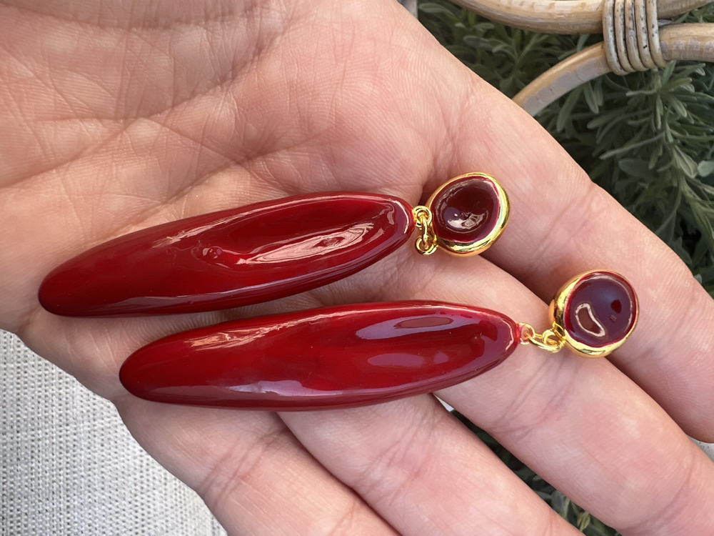 Bordo sarkıt küpe